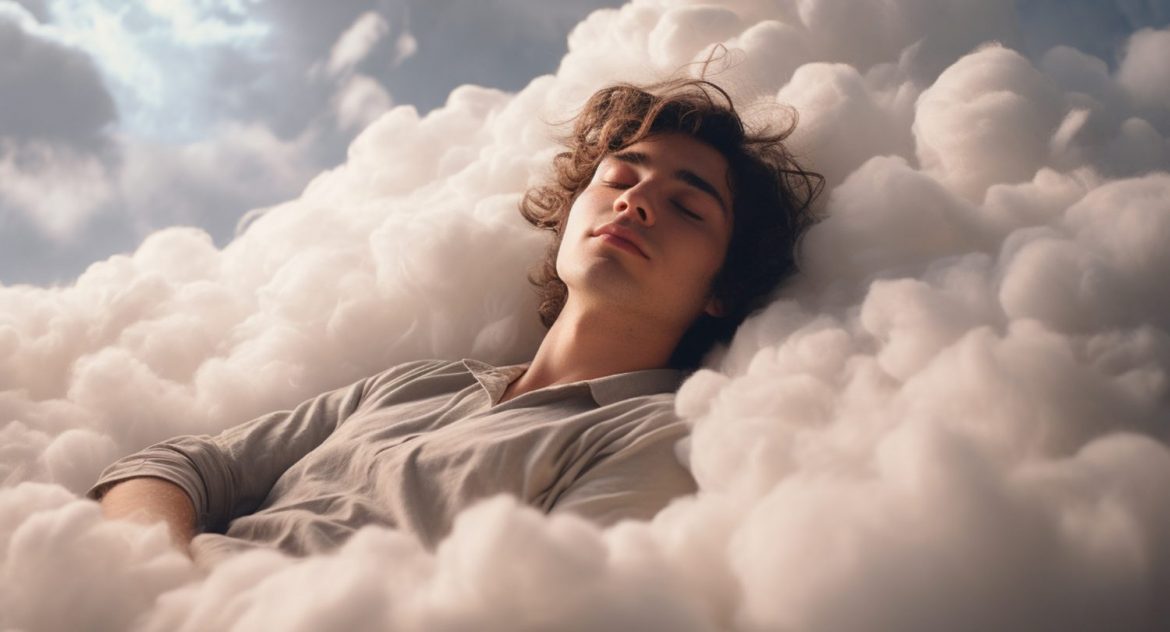 Sleeping man in clouds
